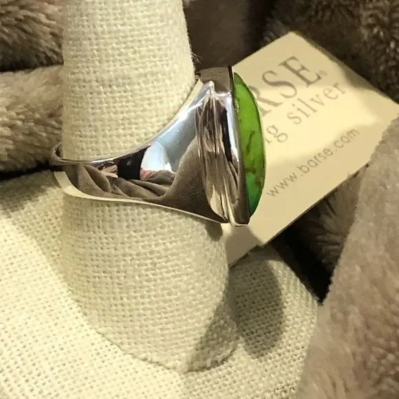 BARSE Green Turquoise Sterling Silver Statement Ring Sz 9.5 or 10